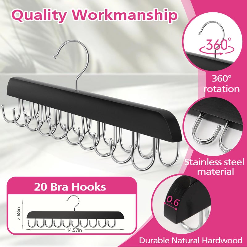 Fertoriy Bra Organizer For Closet  Tank Top Hanger  Bra Hanger 20 Hooks Capacity  Foldable Bra Hangers For Closet Organizer And Storage  Multi Tank Top Hangers Space Saving For Bra (2) - Image 2