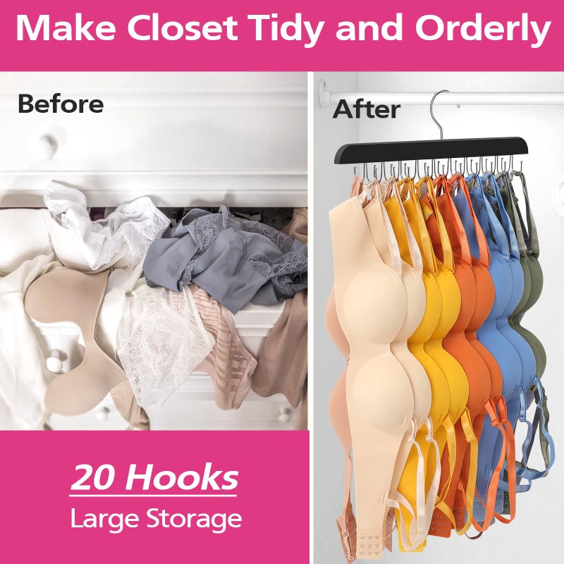 Fertoriy Bra Organizer For Closet  Tank Top Hanger  Bra Hanger 20 Hooks Capacity  Foldable Bra Hangers For Closet Organizer And Storage  Multi Tank Top Hangers Space Saving For Bra (2) - Image 4