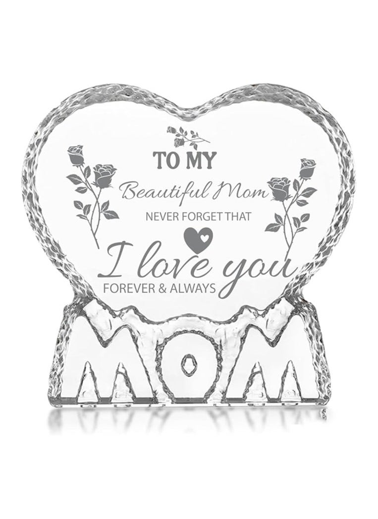 PRINTSHOP4ME - Mother’s Day Heart Shape Crystal Gift-Gift From Daughter,Son And Husband To Mom-Birthday Gift For Mom Or Grandmother-Mom Engraved Crystal - Image 1