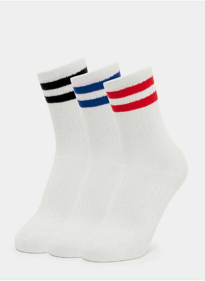 Styli Set of 3 - Striped Crew Socks  - Image 1