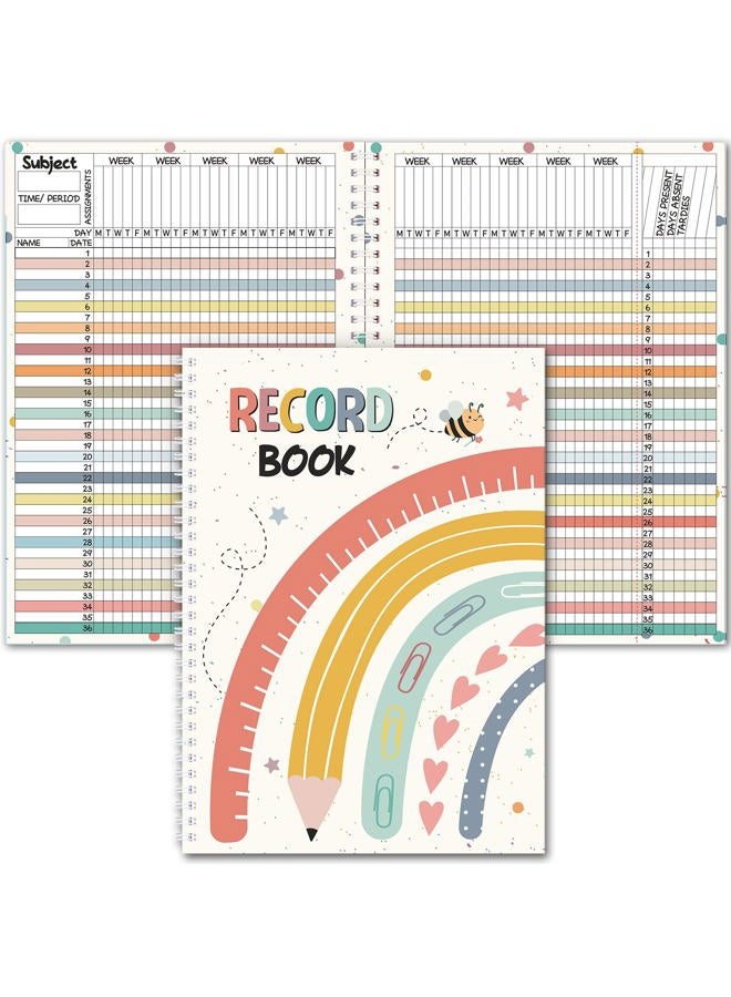 Fuyoooo Retro Teacher Record Book Teacher Grade Book 2026-2027 Spiral Bound Record Class Planner 2026 Gradebook Office Favors for Classroom Attendance Supplies Double Sided Printing - Image 1