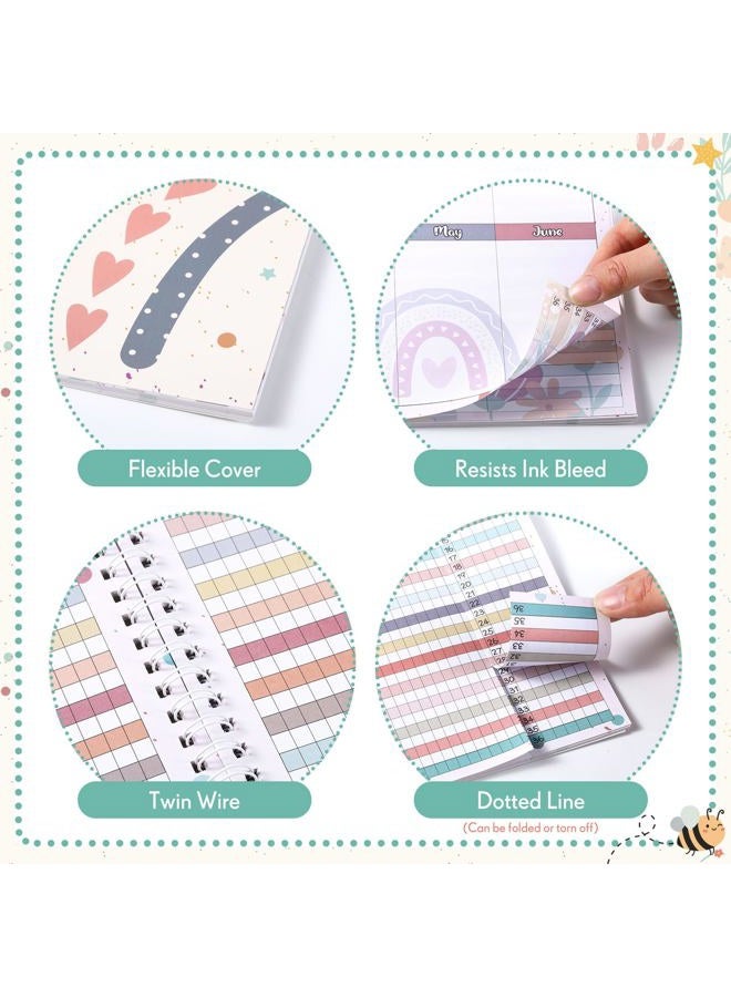 Fuyoooo Retro Teacher Record Book Teacher Grade Book 2026-2027 Spiral Bound Record Class Planner 2026 Gradebook Office Favors for Classroom Attendance Supplies Double Sided Printing - Image 4