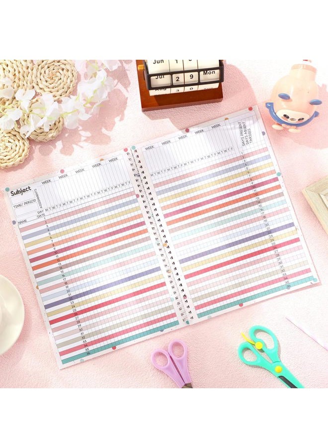 Fuyoooo Retro Teacher Record Book Teacher Grade Book 2026-2027 Spiral Bound Record Class Planner 2026 Gradebook Office Favors for Classroom Attendance Supplies Double Sided Printing - Image 5
