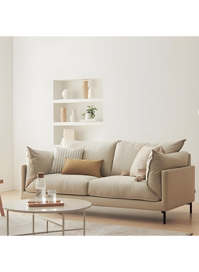 Comfynest Comfynest Modern Living Room Fabric Sofa Recessed Arm Loveseat With Black Legs 160 X 88 X 88 Cm Off-White  - Image 2
