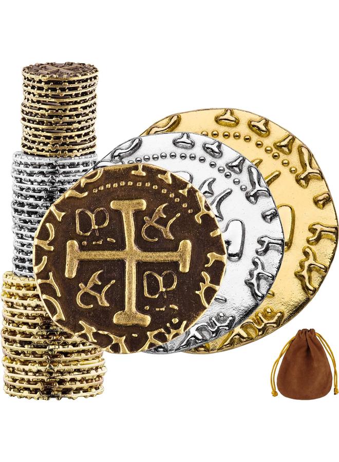 الأزرق جي دبليو القراصنة عملة 36 البرونزية الذهب والفضة عملة معدنية مزدوجة طبق الاصل مجموعة الإسبانية عملة ذهبية ، تنطبق على لعبة المجلس ، رمز ، لعب دور ، العملة الحقيقية تقليد القراصنة كنز مربع م ل XL حجم مزيج - Image 1