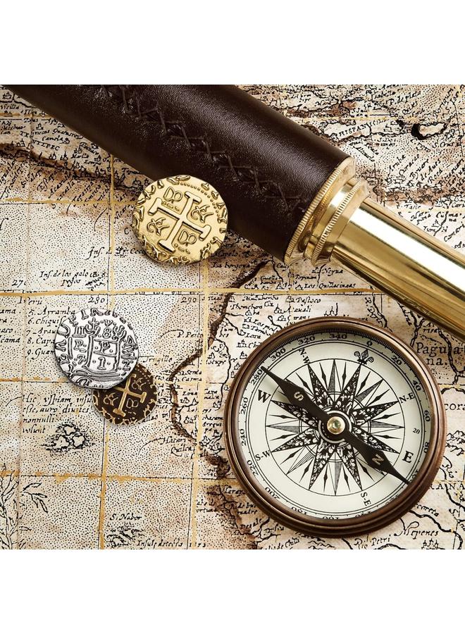 الأزرق جي دبليو القراصنة عملة 36 البرونزية الذهب والفضة عملة معدنية مزدوجة طبق الاصل مجموعة الإسبانية عملة ذهبية ، تنطبق على لعبة المجلس ، رمز ، لعب دور ، العملة الحقيقية تقليد القراصنة كنز مربع م ل XL حجم مزيج - Image 5