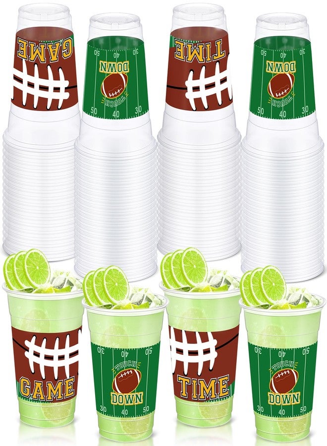 Yaomiao 60 Pieces Football Plastic Cups 12 Oz Bulk Clear Disposable Drinking Beverage Party Cups for Football Birthday Baby Shower Party Decoration Supplies (Vibrant) - Image 1