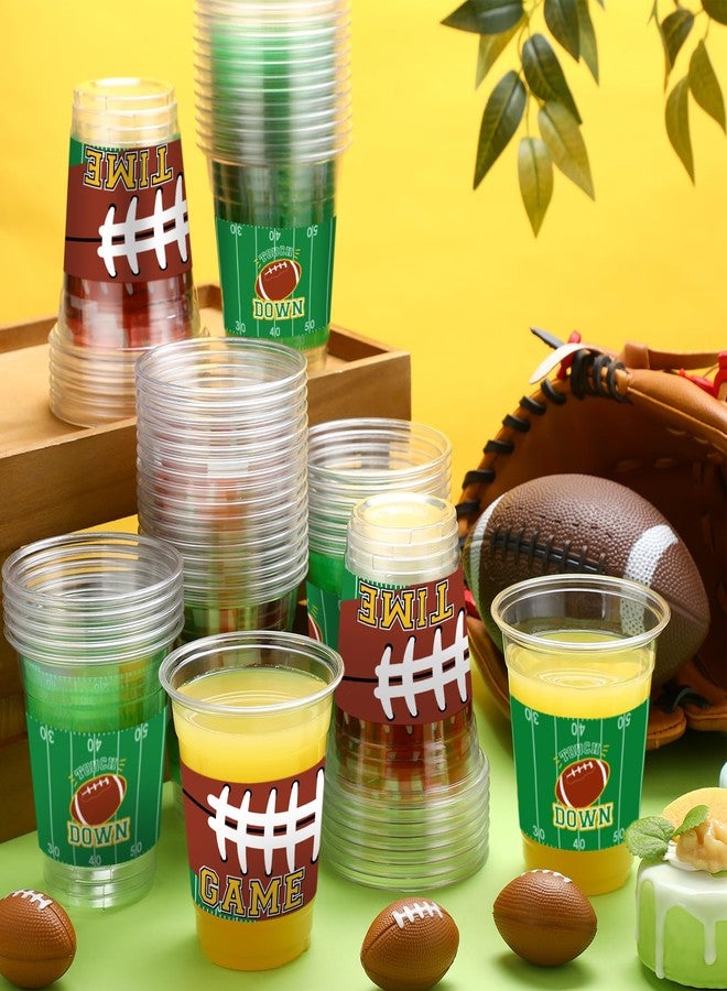 Yaomiao 60 Pieces Football Plastic Cups 12 Oz Bulk Clear Disposable Drinking Beverage Party Cups for Football Birthday Baby Shower Party Decoration Supplies (Vibrant) - Image 4