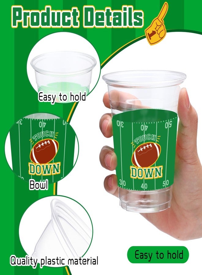 Yaomiao 60 Pieces Football Plastic Cups 12 Oz Bulk Clear Disposable Drinking Beverage Party Cups for Football Birthday Baby Shower Party Decoration Supplies (Vibrant) - Image 3