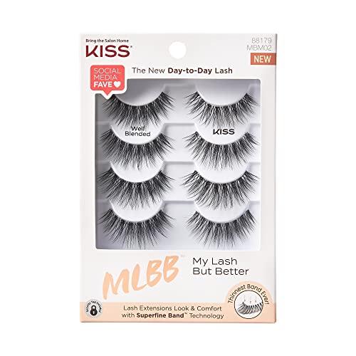 KISS My Lash But Better, False Eyelashes, 'Well Blended', 16mm, Includes 4 Pairs Of Lashes, Easy to Apply, Reusable Lash Clusters - Image 1