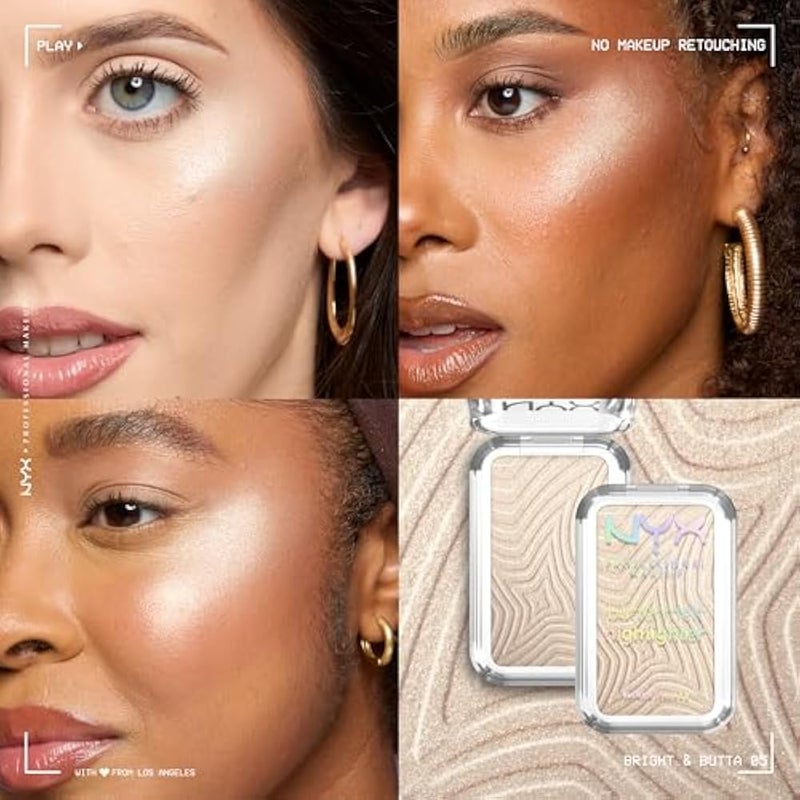 NYX PROFESSIONAL MAKEUP - Highlighter Powder - Enriched with Mango Butter, Almond Butter & Shea Butter - Melting Texture - Vegan Formula - Buttermelt Highlighter - Shade: Bright And Butta - Image 4