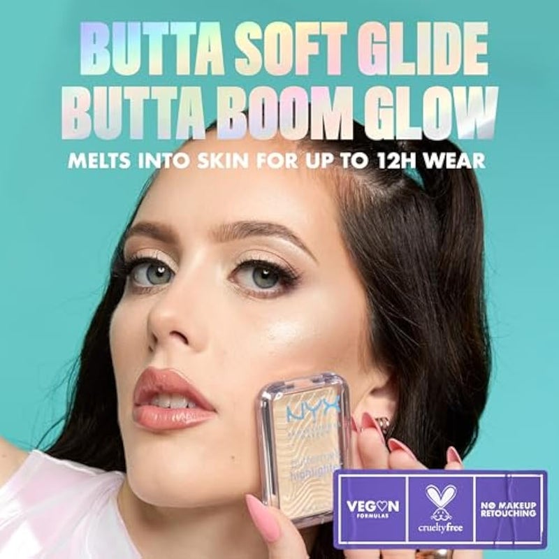 NYX PROFESSIONAL MAKEUP - Highlighter Powder - Enriched with Mango Butter, Almond Butter & Shea Butter - Melting Texture - Vegan Formula - Buttermelt Highlighter - Shade: Bright And Butta - Image 3