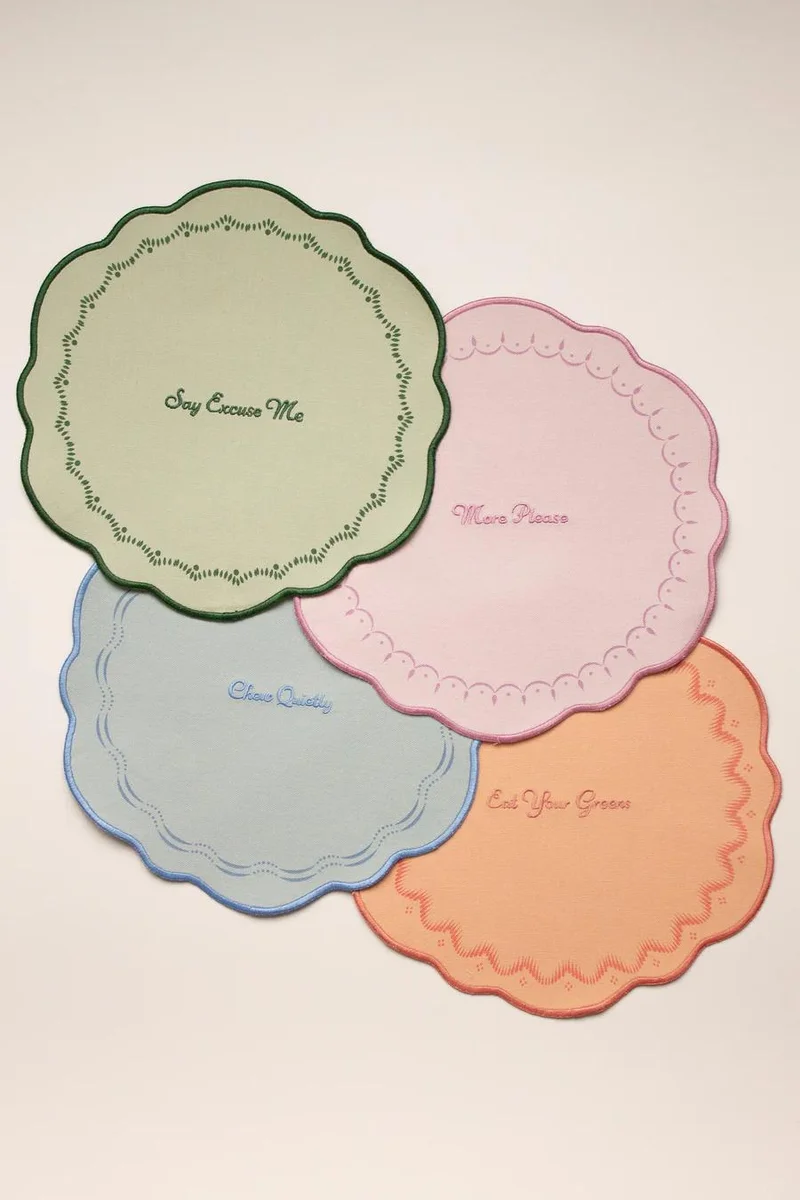YVONNE ELLEN Set of 4 Slogan Placemats