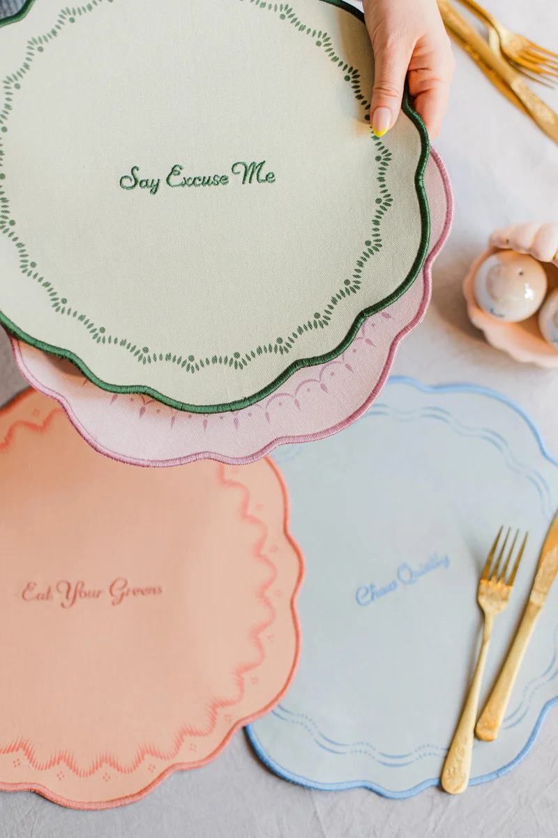 YVONNE ELLEN Set of 4 Slogan Placemats