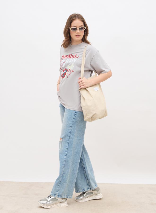 Styli Sardinia Italy Graphic Print Acid Washed Oversized T-Shirt - Image 1