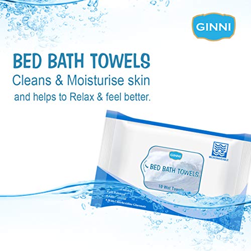GINNI Hygiene Bed Bath Wipes: Large wet wipes for adults, patients, and babies. Ideal for sponge baths and refreshing hygiene. 10 pulls per pack (Pack of 3), gentle and convenient - Image 3
