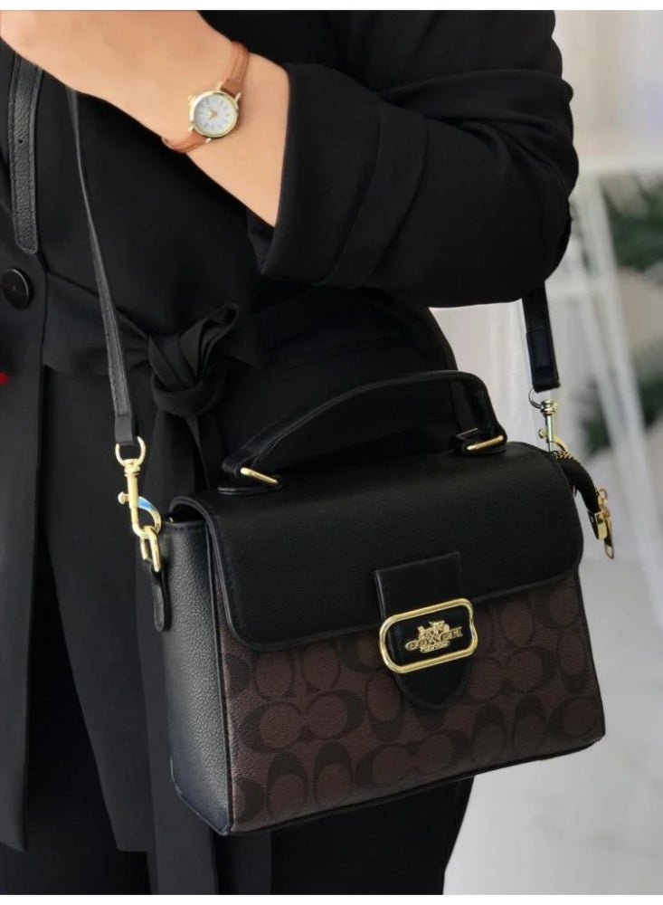 coachoutlet Coach Morgan Top Handle Bag In Blocked Signature Canvas, Women's Shoulder Bag, Women's Hand Bag, Women's Cross-Body Bag, Women's Hand Bag - Image 3