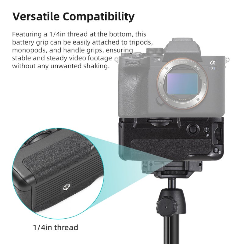 VG-C4EM Vertical Battery Grip Holder with Dual Battery Slots Compatible with Sony A9Ⅱ/ A7R4/ A7M4/ A7RM4/ A1/ A7SⅢ/ A7RⅣ/ A7RV/ A7RMV - Image 3