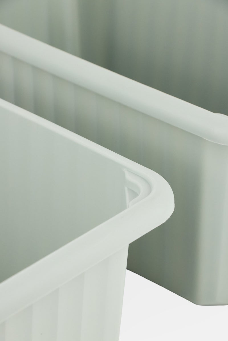 Oasis Home 2 Pieces Multipurpose Stackable Storage Bins, Sage Green - Image 3