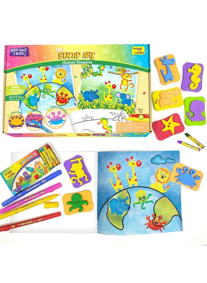 إيماجيميك مجموعة كتب تلوين للأطفال من Imagimake - Animal Kingdom - DIY - للأولاد والبنات من سن 3 سنوات فما فوق، متعددة الألوان - Image 1
