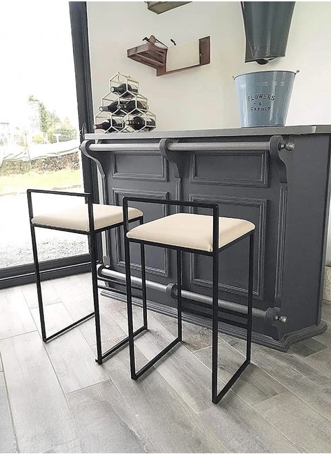 Minimalist High Chair Set of 2 – 65 cm Seat Height – With Backrest and Cushioned Seat