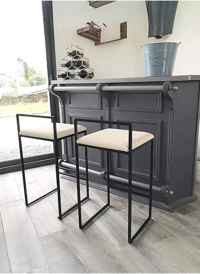 Minimalist High Chair Set of 2 – 65 cm Seat Height – With Backrest and Cushioned Seat