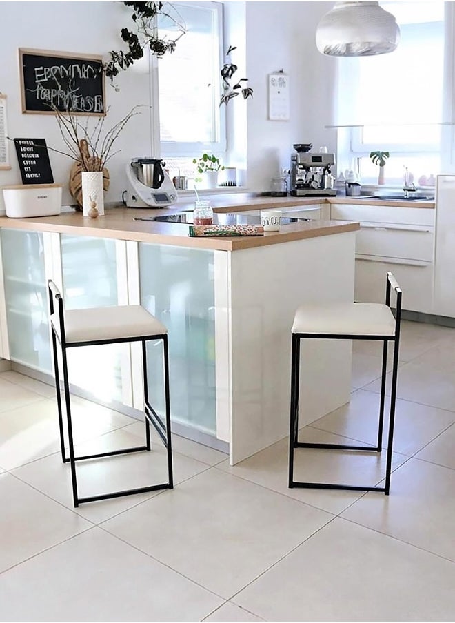 Minimalist High Chair Set of 2 – 65 cm Seat Height – With Backrest and Cushioned Seat