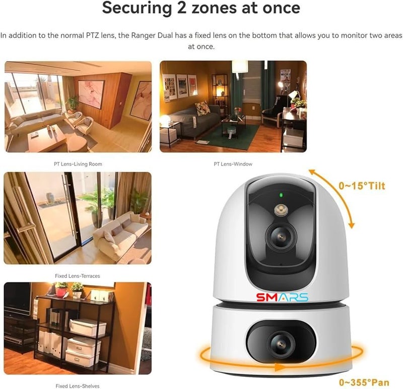smars 5+5 MP DuaI Lens Smart WiFi PTZ Security Camera | Color Night Vision | Auto Motion Tracking | Two Way Audio | MSR89 - Image 2