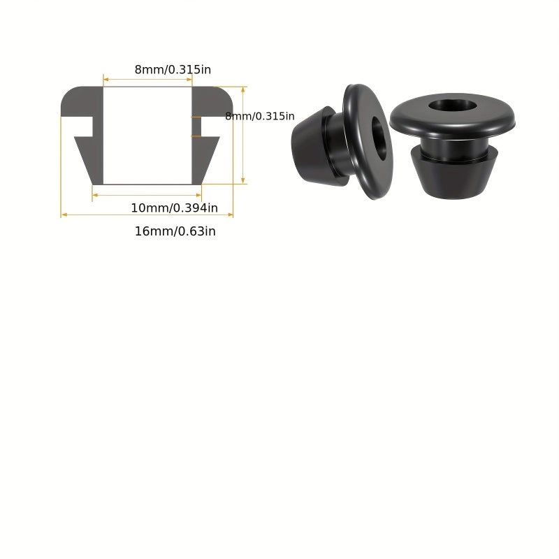 Pack Of 50 Rubber Grommets For Cable Wires Protection ID 8mm Installation Diameter 10mm Black - Image 2