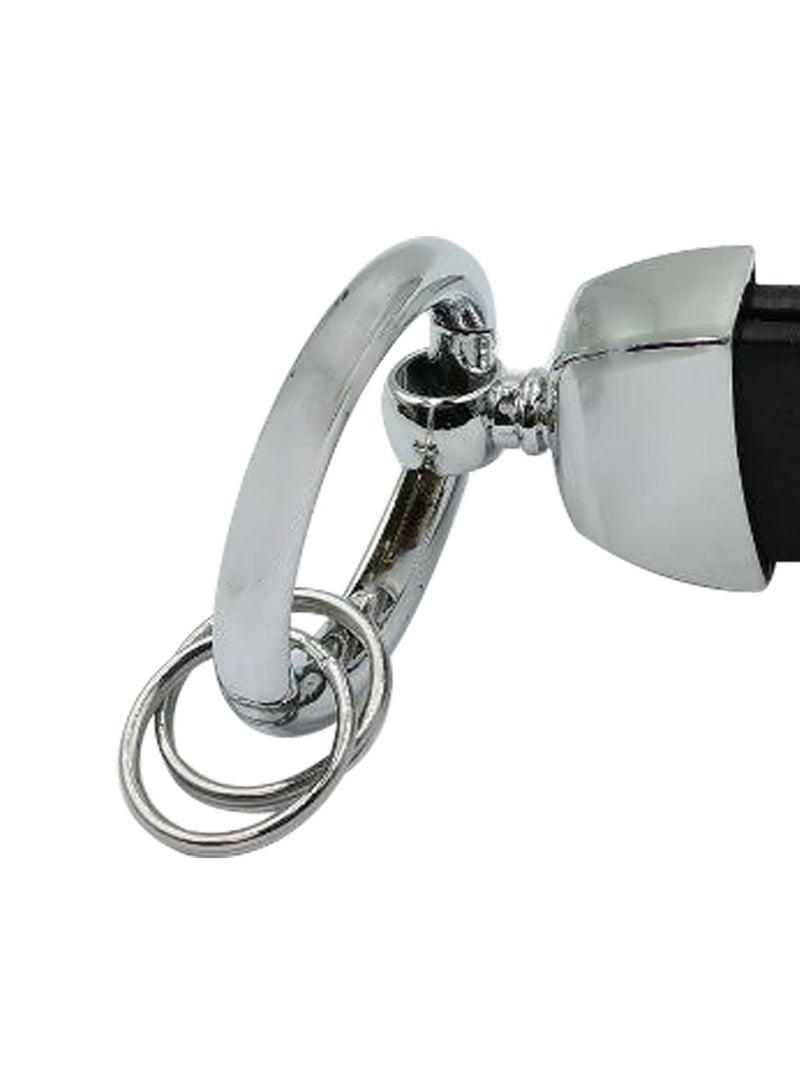 TOYOTA Premium Stylish Leather Strap Car Keychain with Retractable Metal Clip and Metal Ring - Black - TOYOTA - Image 4