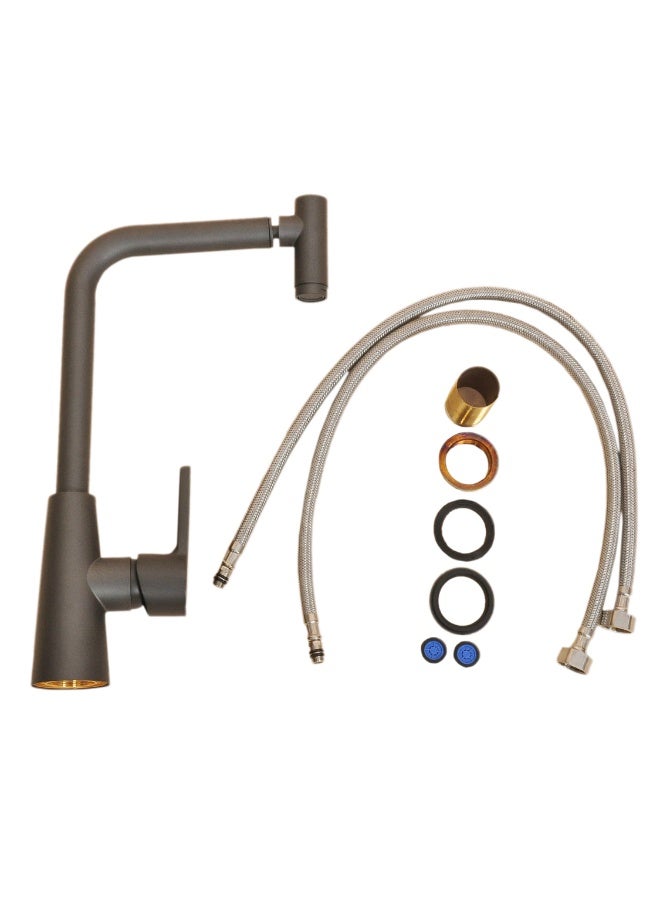 Wall Mounted Stainless Steel Kitchen Faucet – Grey Matte Shine Finish, 360° Swivel Spout, SASO Certified, 5-Year Warranty - Image 3