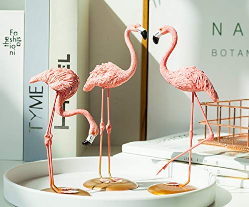 Notakia Resin Pink Flamingoes Statue Figurine Collectible Decoration Gift Yard Ornaments Bright Pink Resin Composites Flamingo Make Great Home Garden Decor (Set of 3) - Image 4