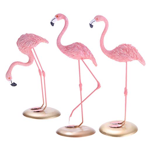 Notakia Resin Pink Flamingoes Statue Figurine Collectible Decoration Gift Yard Ornaments Bright Pink Resin Composites Flamingo Make Great Home Garden Decor (Set of 3) - Image 1