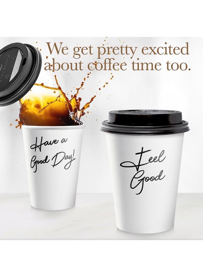 Shop Square Disposable Coffee Cups with Lids 12 oz (100 Pack) - To Go Coffee Cups for Hot & Cold Drinks, Tea, Hot Chocolate, Water - Poly-Coated for No Condensation with Rolled Edge - Coffee Cup Bundle - Image 4