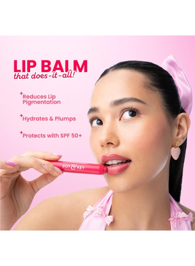 Dot & Key Meltie Lip Balm SPF 50+ With 2% Kojic & Vitamin C | Hydrates Dry, Chapped Lips, Lightens Pigmentation, Brightens Lips | With Shea & Mango Butters, Peptide Infused | Strawberry Glaze | 4g - Image 3