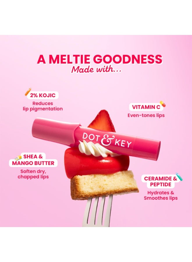 Dot & Key Meltie Lip Balm SPF 50+ With 2% Kojic & Vitamin C | Hydrates Dry, Chapped Lips, Lightens Pigmentation, Brightens Lips | With Shea & Mango Butters, Peptide Infused | Strawberry Glaze | 4g - Image 2