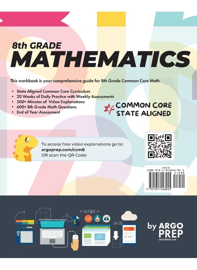 8th Grade Common Core Math: Daily Practice Workbook - Part I: Multiple Choice 1000+ Practice Questions and Video Explanations Argo Brothers (Common Core Math by ArgoPrep)  - Image 2