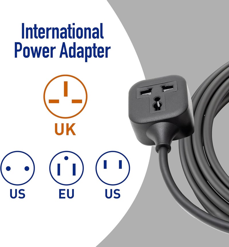 1 Way Socket Extension Lead - 3 Meter Long Plug Power Strip Cord, Industrial UK Pin Fireproof Outlet Cable Extender for Travelling Home Office Workshop Garden Interior (Square, Universal, 3M) - Image 4