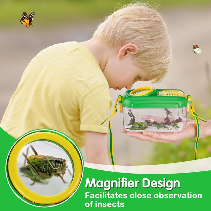Biubee 2Sets Bug Catcher for Kids - Sturdy Kids Bug Catching Kit Gifts with Collector Butterfly Net Tweezer, Bugs Habitat Outdoor Explorer Kit for Age 3 4 5 6 7 8, 8Pcs, Green & Pink - Image 2
