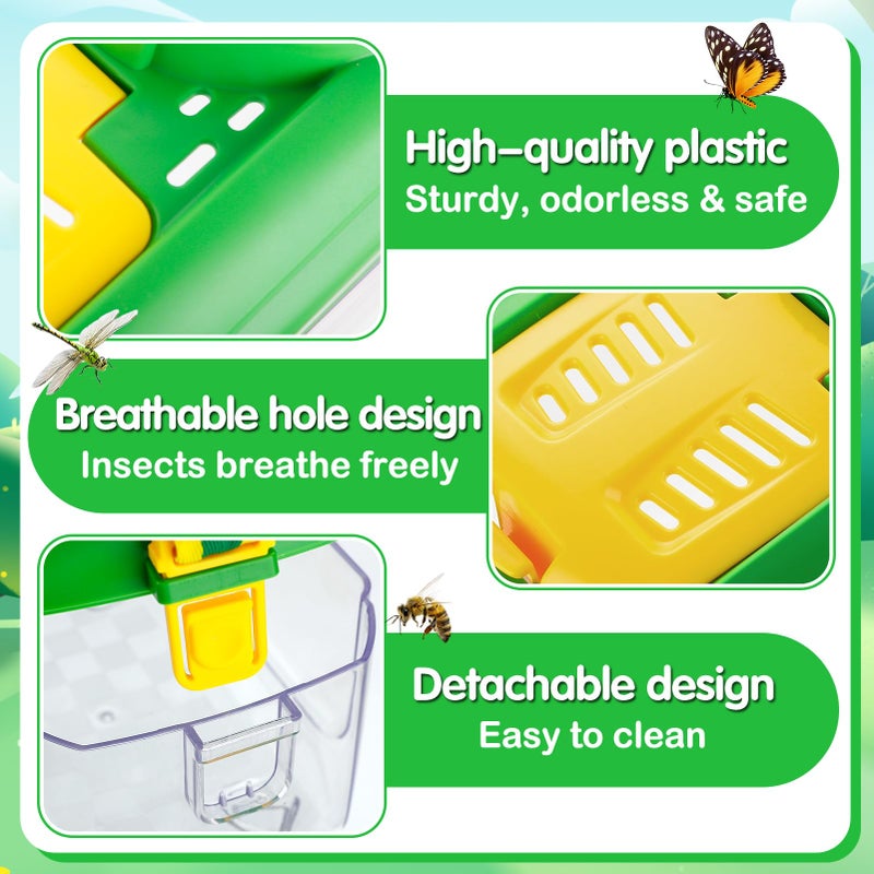 Biubee 2Sets Bug Catcher for Kids - Sturdy Kids Bug Catching Kit Gifts with Collector Butterfly Net Tweezer, Bugs Habitat Outdoor Explorer Kit for Age 3 4 5 6 7 8, 8Pcs, Green & Pink - Image 4