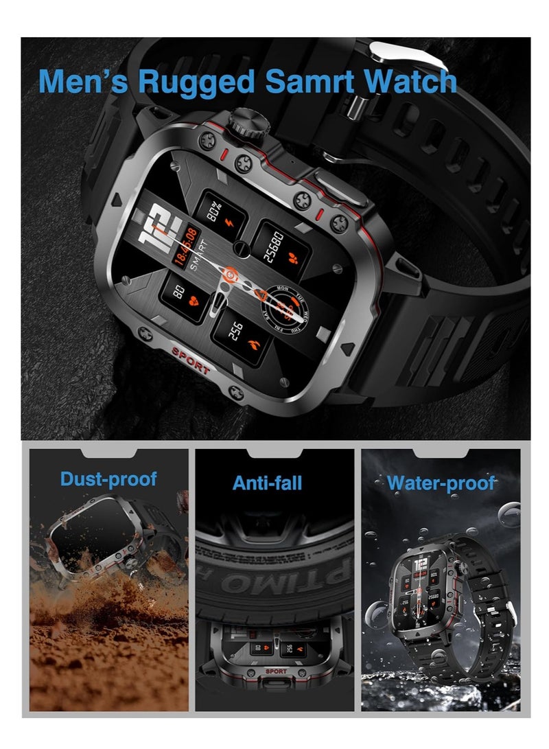 AirYoung Smart Watches for Men, 1.96" Big Screen Rugged Smartwatch with Large 420 mAh Battery, Waterproof Outdoor Smart Watch with Heart Rate/SpO2/Sleep Monitor Tracker for Android iOS-Black - Image 5