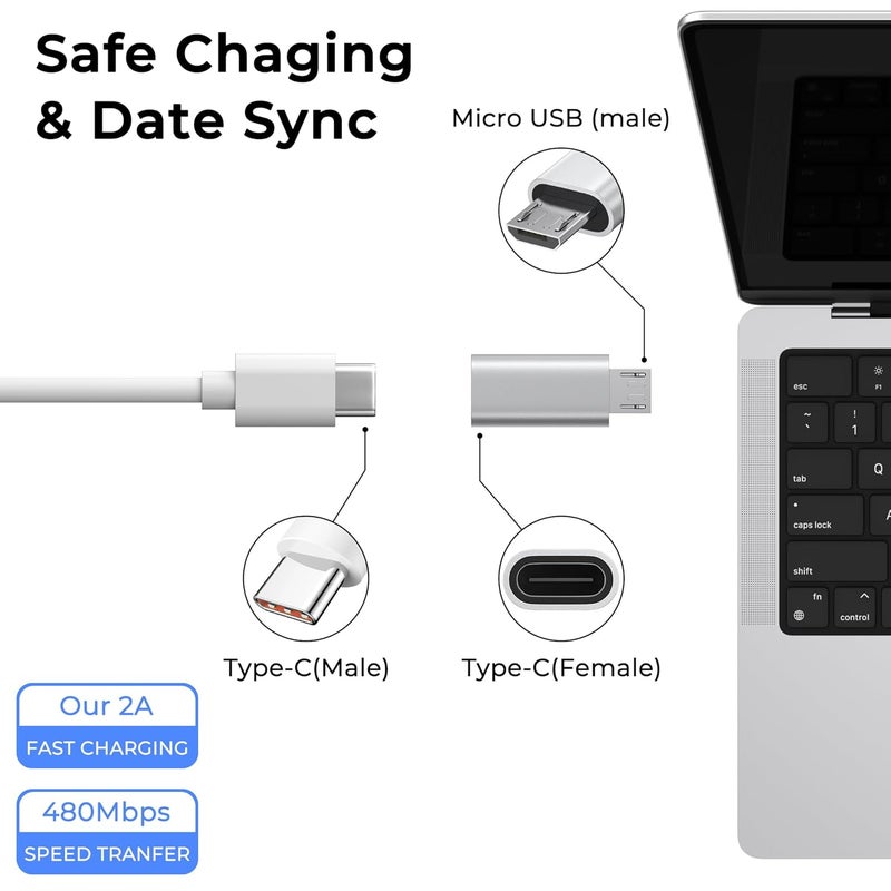 Tobfit Tobfit Micro USB to USB C Adapter for Type C Female to Micro B Male Converter QC 3.0 Data Transfer Compatible with PS4 Xbox Game Controller Spaker Driving Recorder Galaxy S7 Micro USB Devices - Image 4