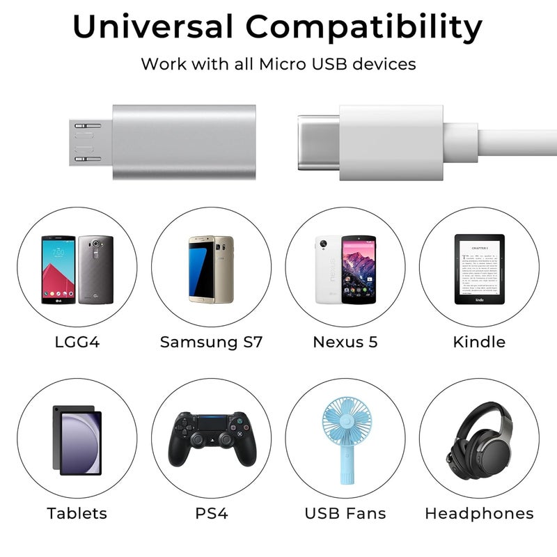 Tobfit Tobfit Micro USB to USB C Adapter for Type C Female to Micro B Male Converter QC 3.0 Data Transfer Compatible with PS4 Xbox Game Controller Spaker Driving Recorder Galaxy S7 Micro USB Devices - Image 5