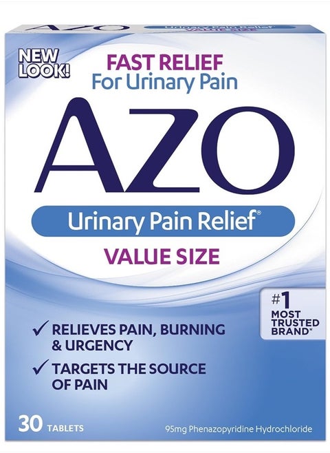 Urinary Pain Relief Value Size, with Phenazopyridine Hydrochloride, Fast Relief, Relieves UTI Pain, Burning & Urgency, Targets the Source of Pain, #1 Most Trusted Brand, 30 Tablets
