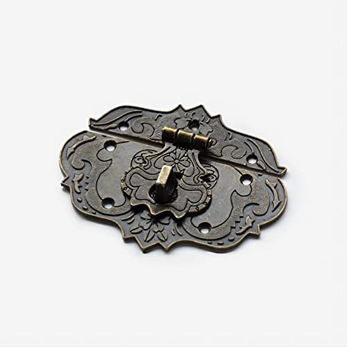 LDCREEE Antique Embossing Decorative Brass Hasp Clasp Latch Lock with Screws for Jewelry Box Ordinary Box Wooden Case Furniture Decoration (Bronze-2pcs) - Image 3