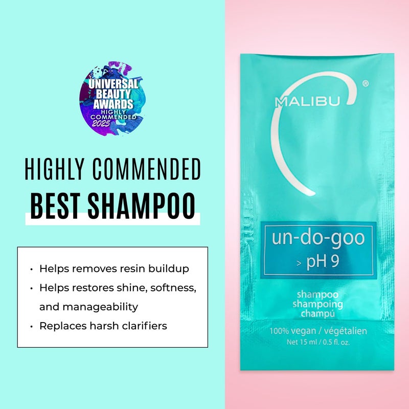 Malibu C Un-Do-Goo Clarifying Shampoo - Removes Product Build Up and Resins from Hair - Shine Restoring, Sulfate-Free Cleanser (12 Packets) - Image 2