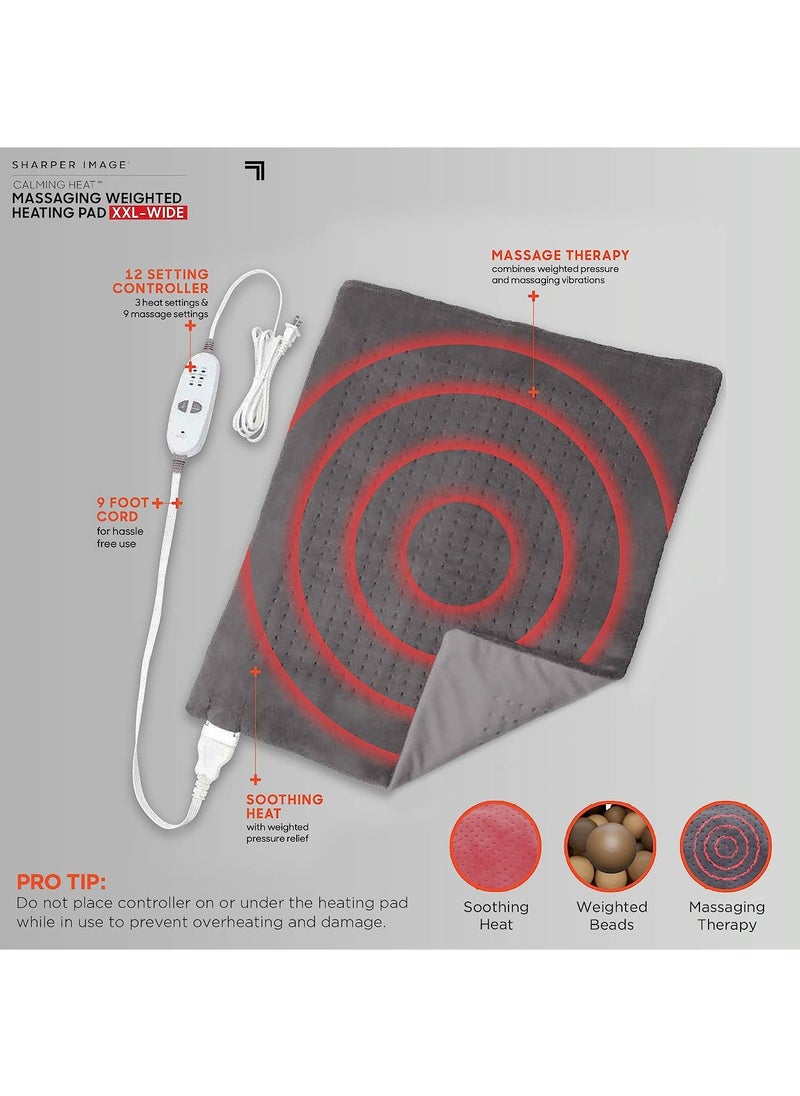 Generic Grey Heat Massaging Weighted Heating Pad  Weighted Electric Heating Pad With Massaging Vibrations For Men And Women  Heat Massaging Pad For Relaxing Combinations  - Image 3