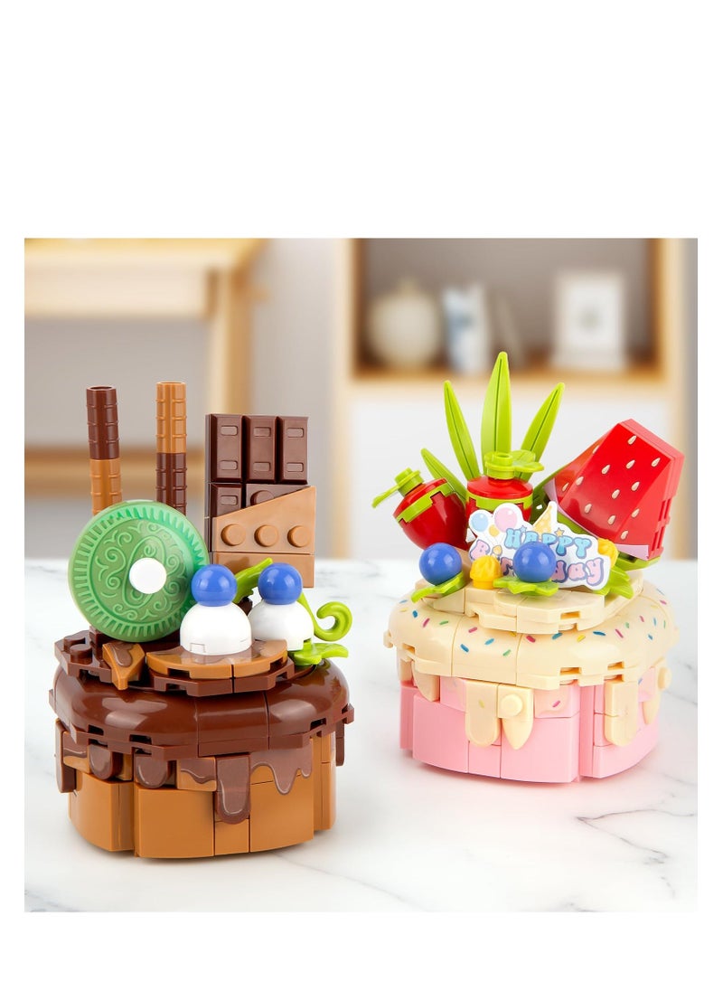 Birthday Cake Building Sets Party Favors Friends Girls Gifts for 6+ Kids Classroom and Party 2 in 1 Building Blocks Set with Chocolate Strawberry 381Pieces - Image 5