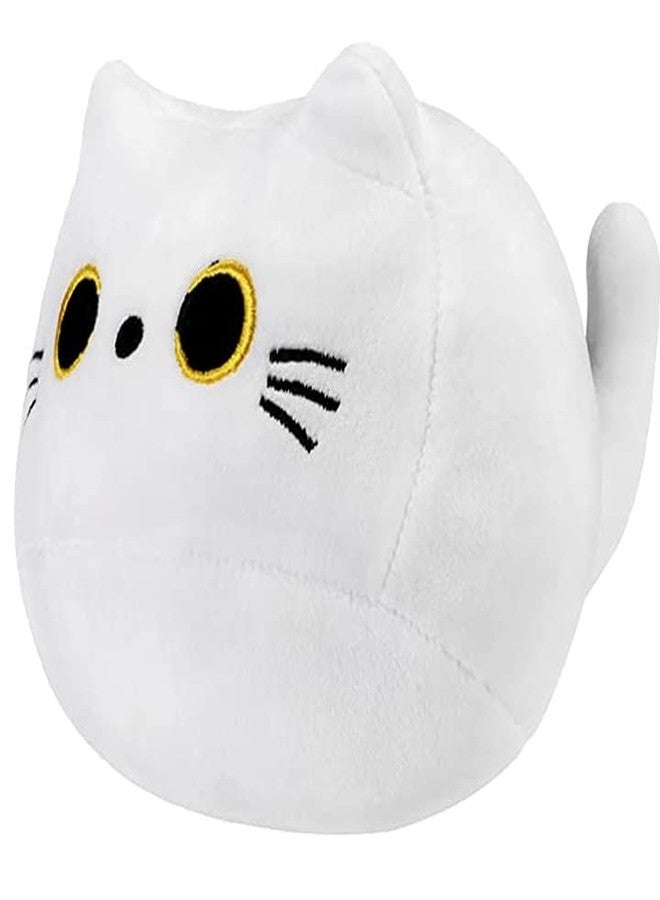 TechMax Solution لعبة قطة بيضاء قطيفة كاواي - وسادة أريكة بتصميم ثلاثي الأبعاد، دمية قطيفة لطيفة، وسادة على شكل حيوان قطيفة - Image 1
