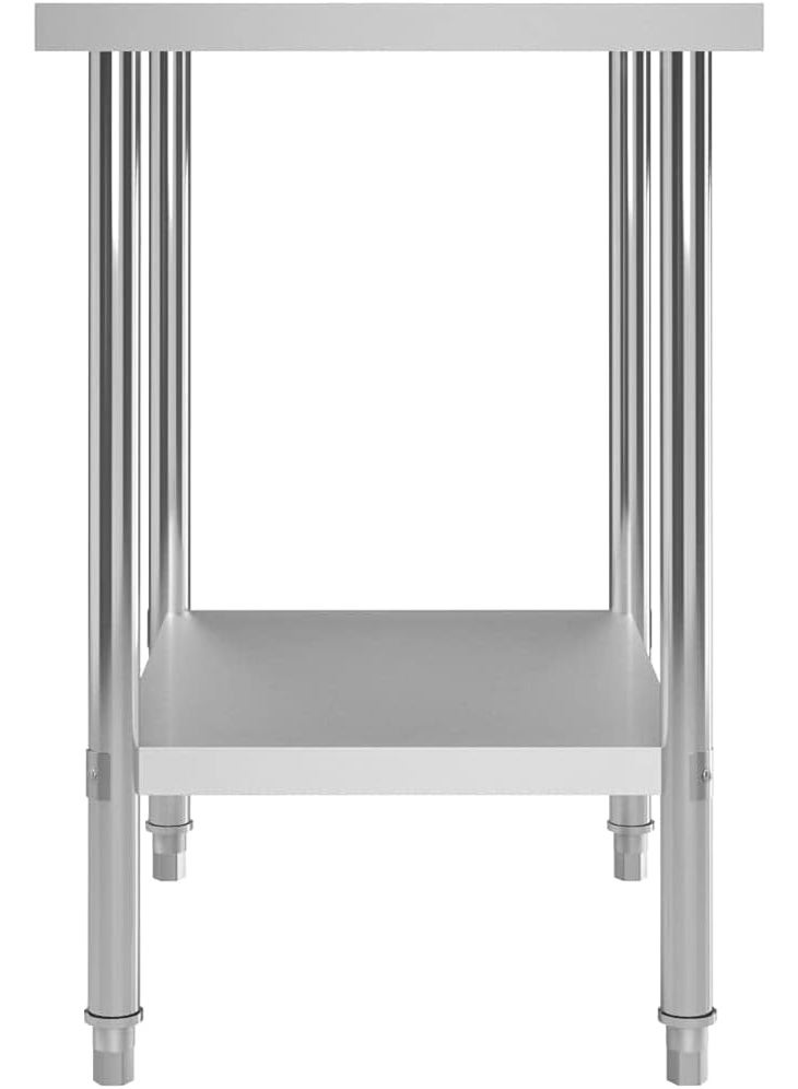 Vida Care طاولة عمل مطبخ مطعم مدرسة متينة مستقرة طاولات عمل فن الطهي مساحة عمل جراج طاولات عمل 80x60x85 سم من الفولاذ المقاوم للصدأ - Image 4